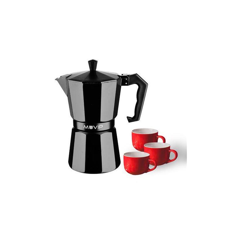 Cafetera Muvip Mv0606 De Aluminio  Capacidad 3 Tazas Mango Ergonomico - Antiadherente - Apta Para Placas Electricas,