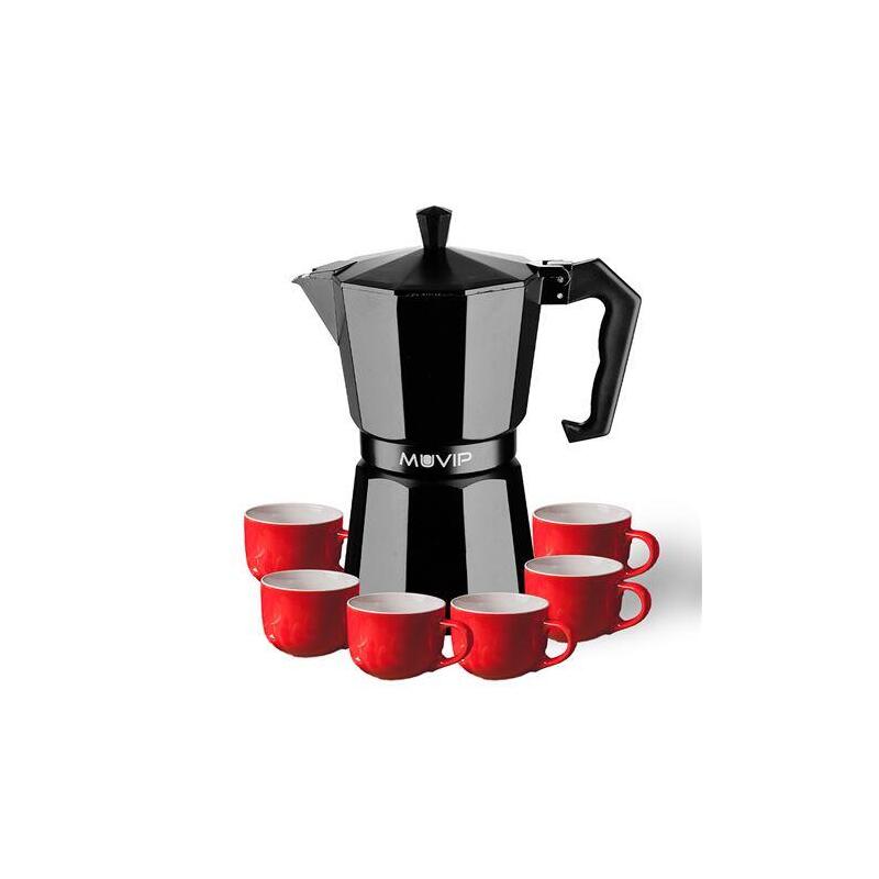 Cafetera Muvip Mv0607 De Aluminio Capacidad 6 Tazas - Mango Ergonomico - Antiadherente - Apta Para Placas Electricas,