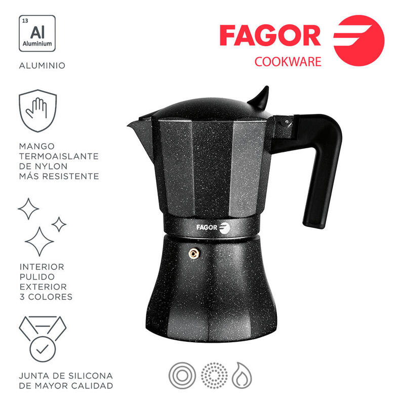 Cafetera Tiramisu 9 Tazas Aluminio 3004 Fagor