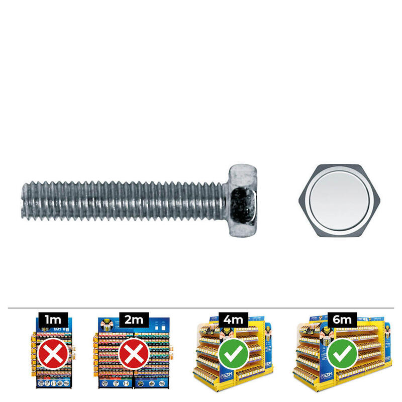Caja 250 Unid. Tornillo Metrica Hexagonal Din/Ref 933 Ø5x45mm Zincado Celo