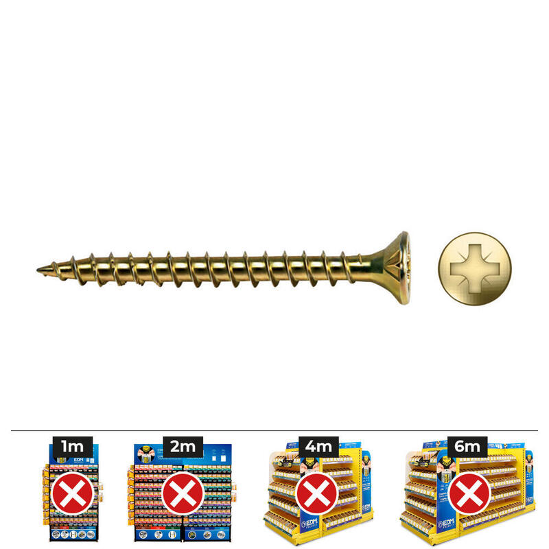 Caja 500 Unid. Tornillo Madera Vlox Rosca Completa Avellanado Impronta Pz Ø4,5x25 Mm Bicromatado