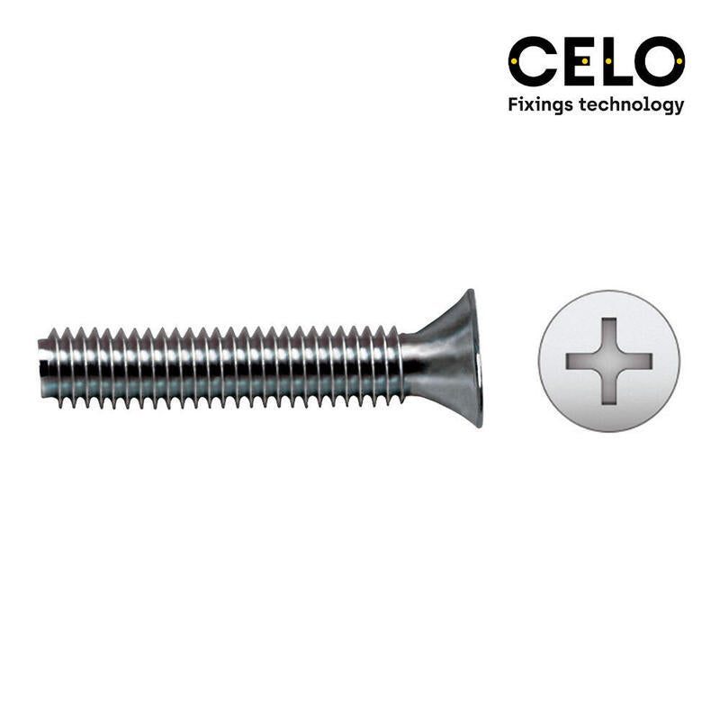Caja 500 Unid. Tornillo Metrico Avellanado Phillips Din/Ref965 Ø4x15mm Zincado Celo