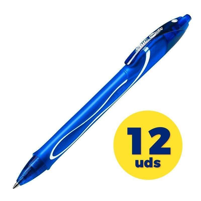 Caja De Bolígrafos De Tinta De Gel Retráctil Bic Gelocity Quick Dry 950442 12 Unidades Azules