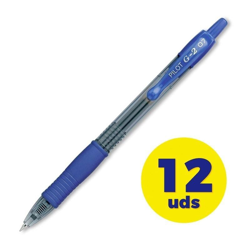 Caja De Bolígrafos De Tinta De Gel Retráctil Pilot G-2 12 Unidades Azules