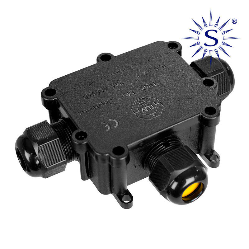 Caja De Empalmes Aerea Para Exterior Estanca Con 3 Prensaestopas Ip68 Para Exterior 9,3x7,3x3,8cm Black Series Solera (Retractilado) Bk-3pt