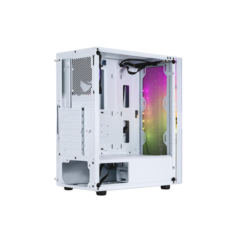 Caja Pc Abysm Atx Case Danube Kolpa White Argb-Tempered Glass- 1xusb 3.0+2xusb2.0 - 3 X Fan 12cm Argb -Argb Hub