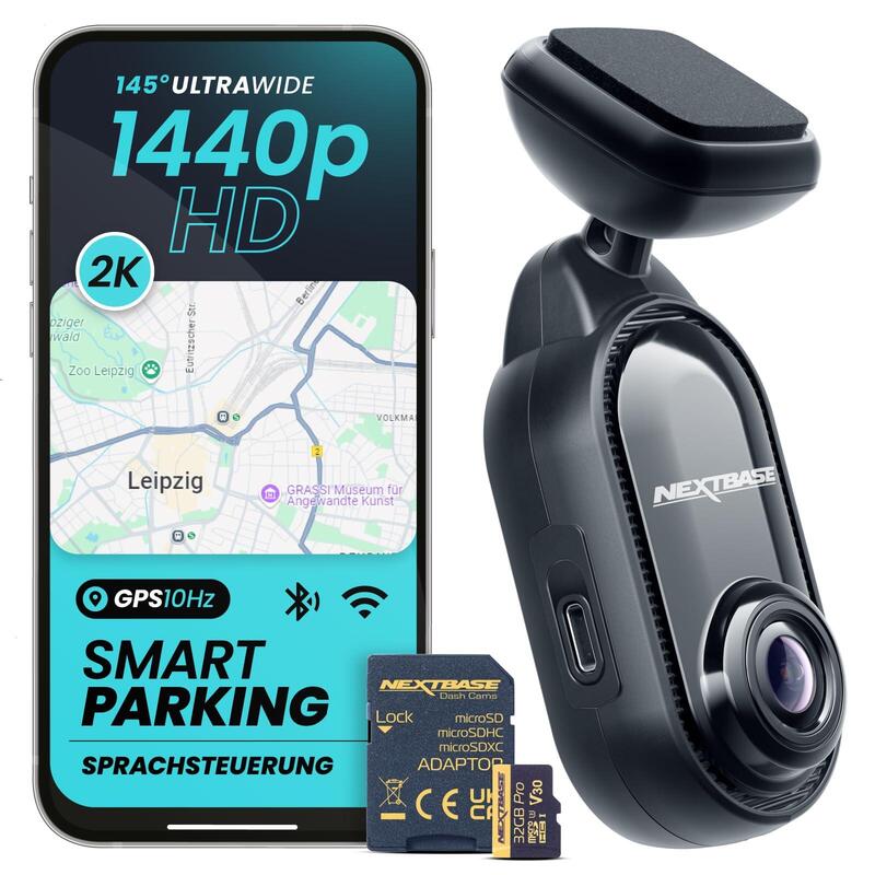 Cámara Nextbase Piqo De Salpicadero Para Coche 2k + Tarjeta Sd De 32 Gb Cámara Compacta Qhd Para Coche Sin Pantalla Resolución De 1440p, Control De Aplicaciones, Vigilancia De Aparcamiento Y