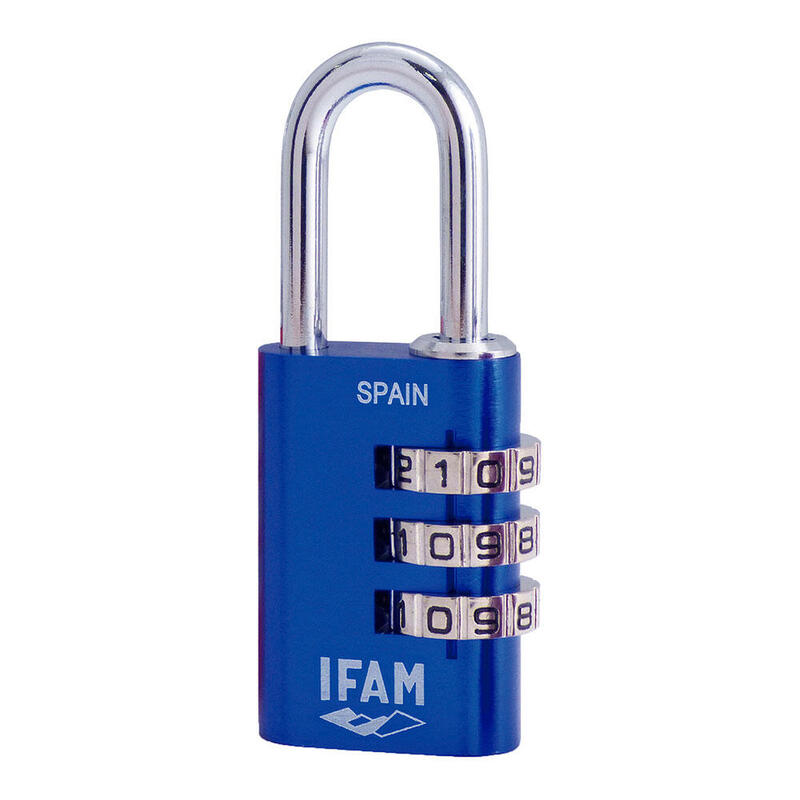 Candado Col Combi30 Azul 30mm. Arco Ø5mm. Con Combinación. Ifam