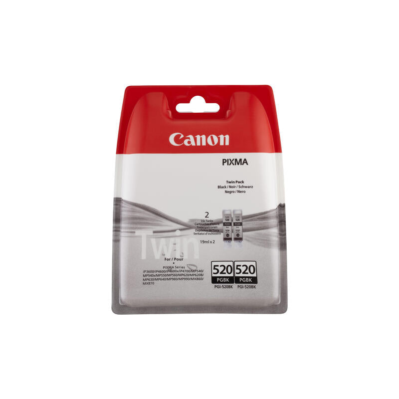 Canon Cartucho Inyeccion Tinta Negro Pgi-520bk Twin Pack-2 700 Páginas Pixma Ip/3600/4600/4700 Pixma Mp/540/550