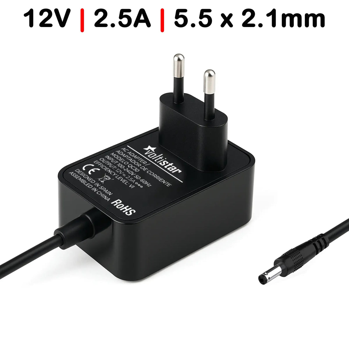 Cargador Cámara Cctv 5.5X2.1Mm 12V 2.5A 30W Negro