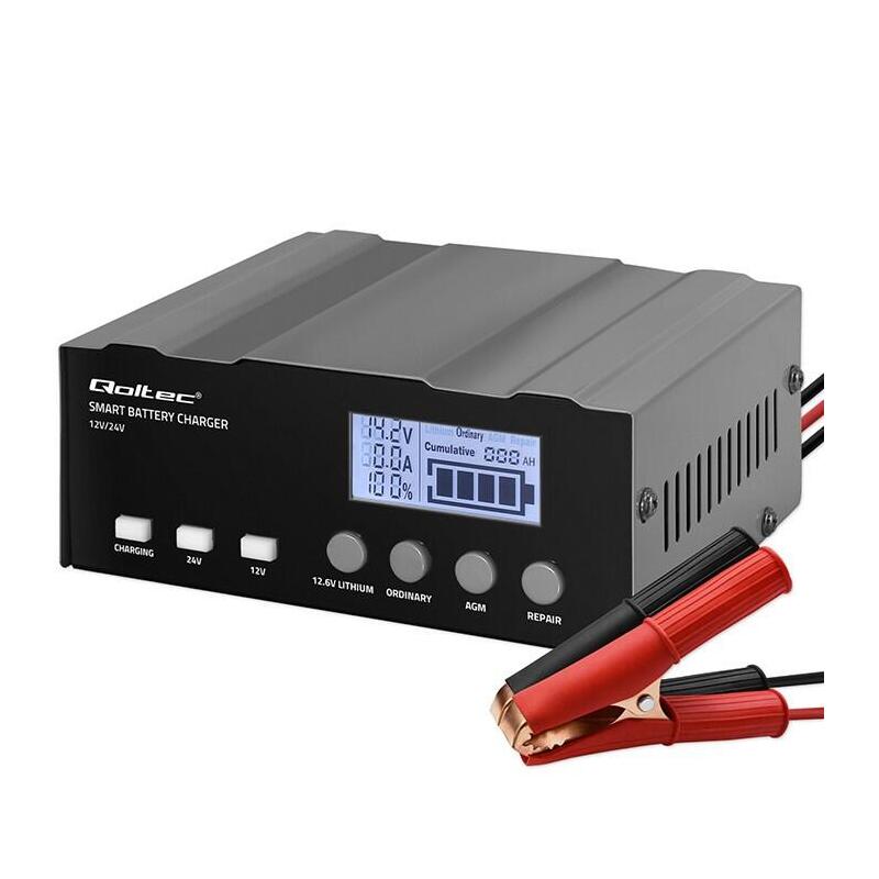 Cargador De Microprocesador Inteligente De 12 V, 12,6 V Y 24 V Con Rectificador De Reparación Para Baterías Agm De Gel Lifepo4 Lcd