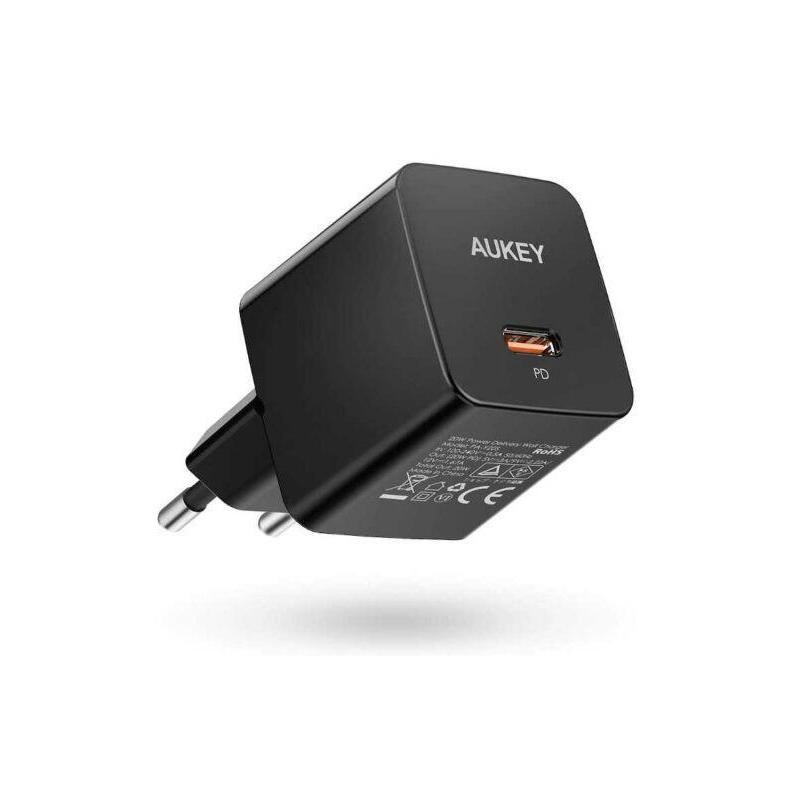 Cargador De Pared Aukey Pa-Y20s Negro Min I 1xusb-C