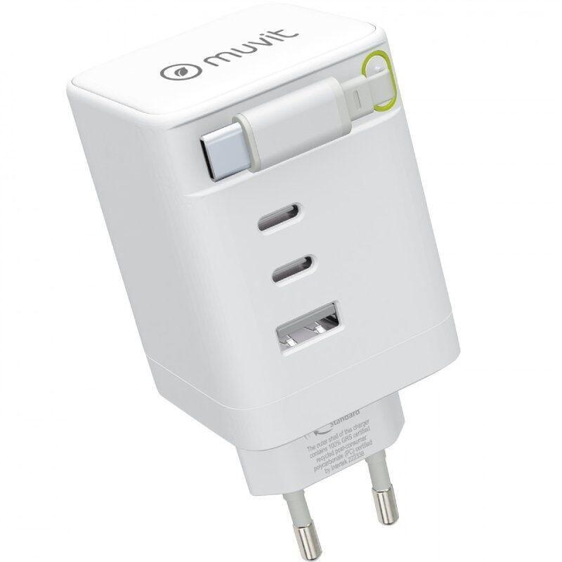 Cargador De Pared Muvit For Change Mcacc0050 1xusb 2xusb Tipo-C 100w