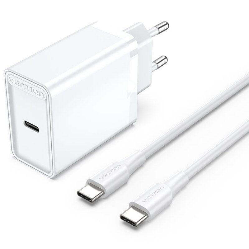 Cargador De Pared Vention Fahwf-Eu 1xusb Tipo-C + 2x Cable Usb Tipo-C 25w