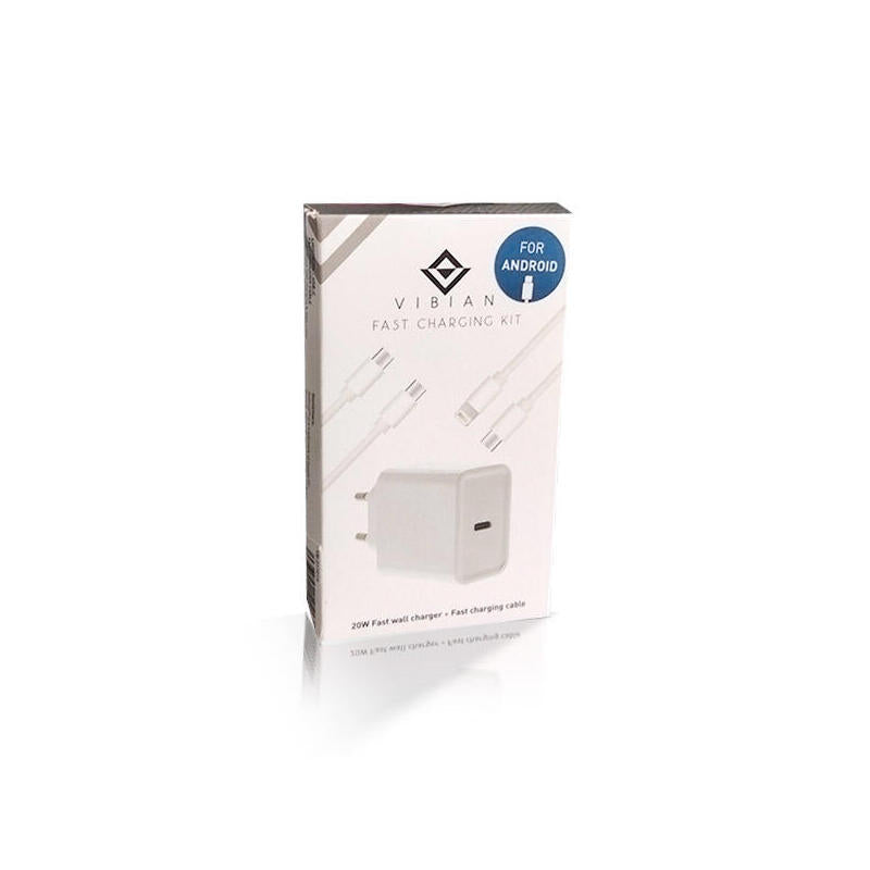 Cargador De Pared Vibian Carga Rapida 1 Puerto Usb-C 20w Incluye Cable Usb-C Android