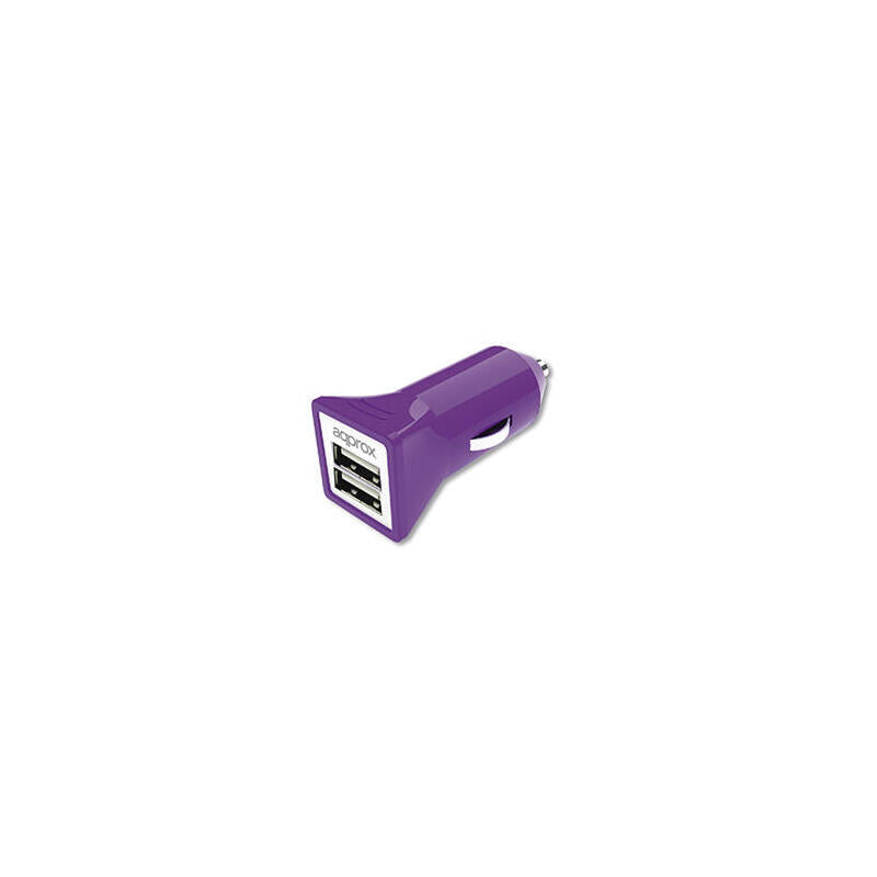 Cargador Doble Usb Para Coche (Púrpura) Approx