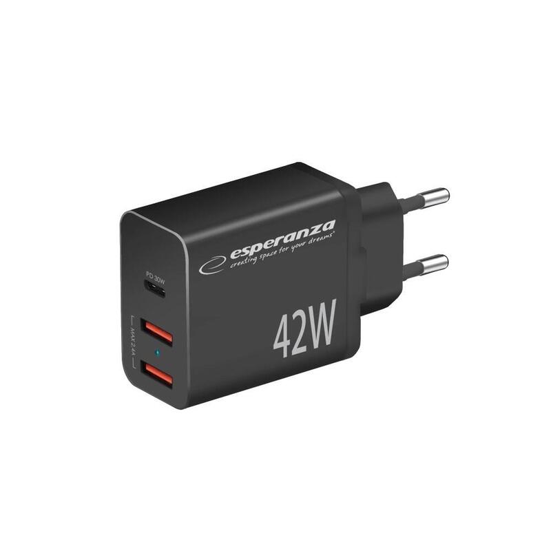 Cargador Esperanza Ezc106k De Red 42w Negro