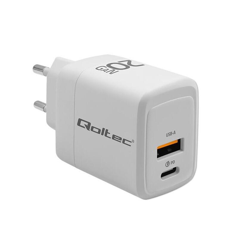 Cargador Gan De 20 W, 5 V, 20 V, 1,5 A, 3 A, 1 Usb C Pd, 1 Puerto Us