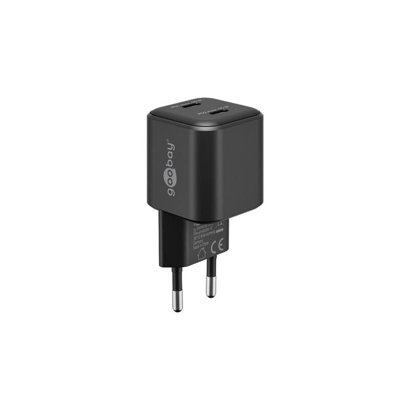 Goobay Usb-C Dual-Schnellladegerät Nano, Pd, Gan, 35 Watt (Negro, 2x Usb-C, Power Delivery 3.0) 75333