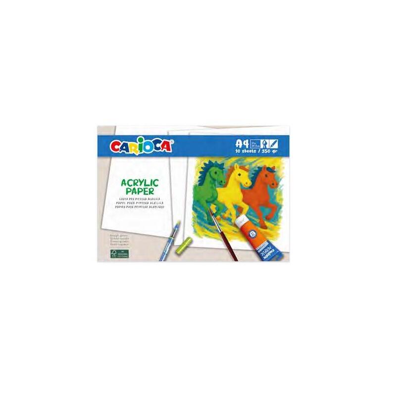 Carioca Acrylic Pack Con 10 Hojas A4 Para Rotuladores Y Pintura Acrilica - Papel De 350gr - No Deja Que Los Colores