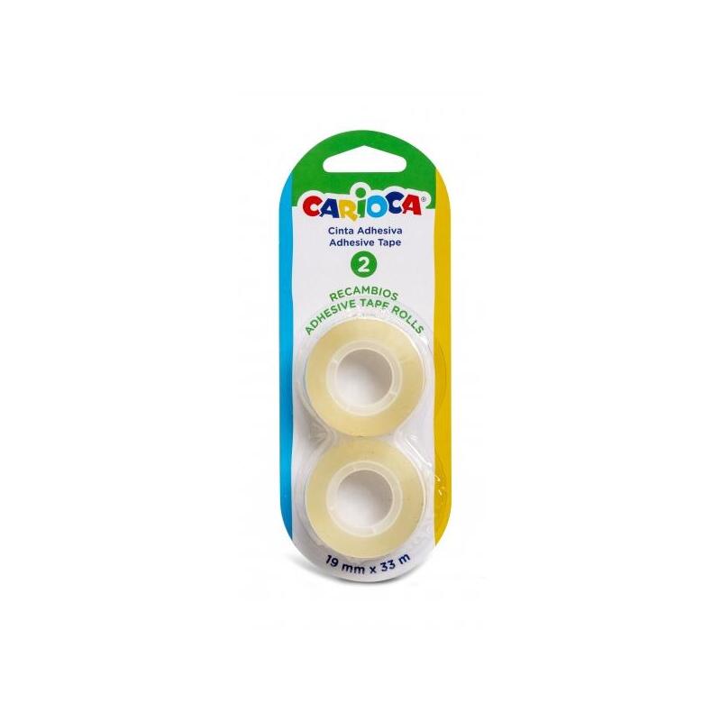 Carioca Blister Pack De 2 Cintas Adhesivas Transparentes - No Amarillea Con El Tiempo - Ideal Para Papel Y Carton -