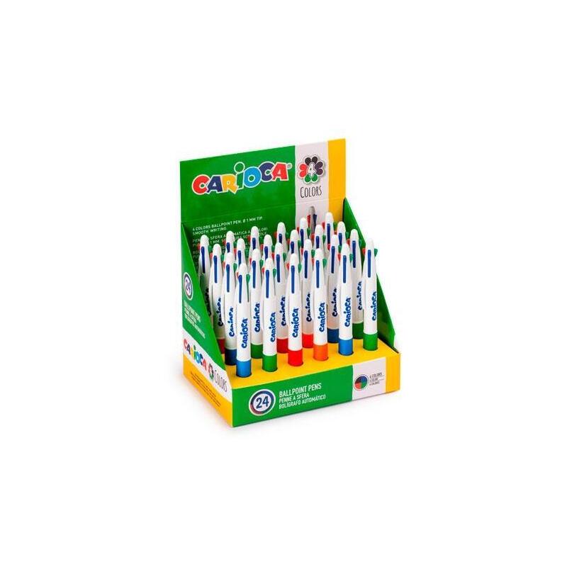 Carioca Bolígrafo Maxi 4 Colores Retráctil - Expositor De 24