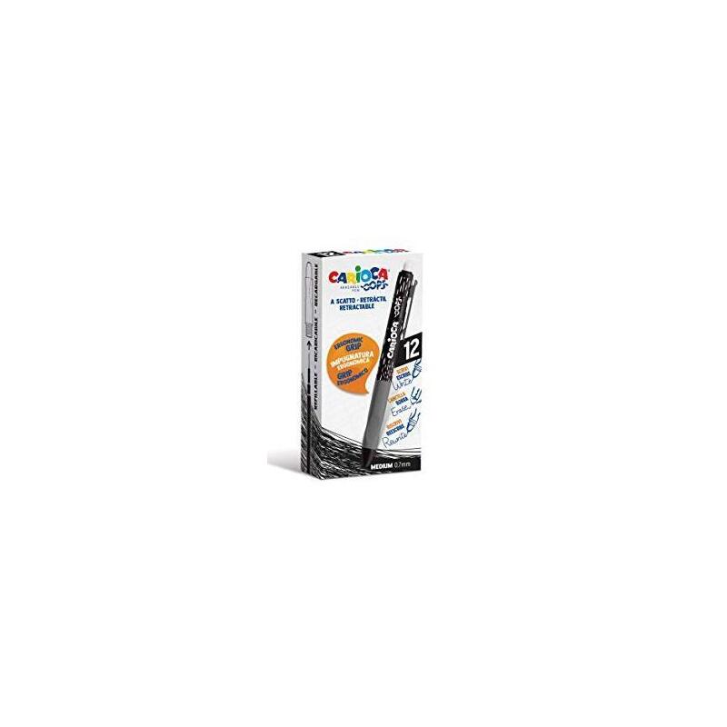 Carioca Bolígrafo Retráctil Oops Borrable Monocolor Negro - Caja De 12