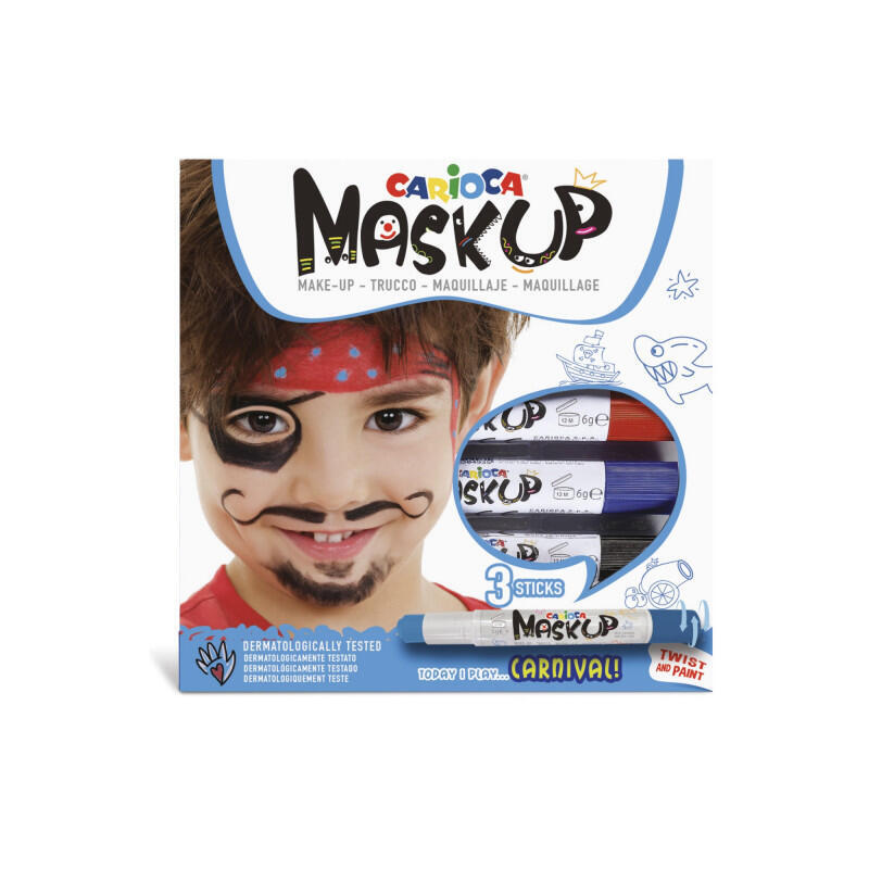 Carioca Mask Up Pack De 3 Colores Para La Piel En Barra Carnival - Colores Brillantes - Lavables - Base Agua - Incluye