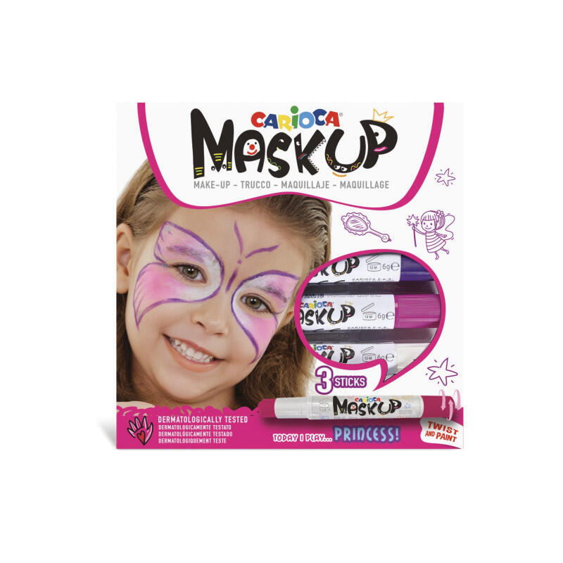 Carioca Mask Up Pack De 3 Colores Para La Piel Princess - Colores Brillantes - Lavables - Base Agua - Incluye Dos