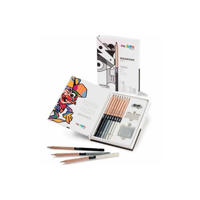 Carioca Set De Dibujo Plus Drawing Con 8 Lápices De Grafito 4h A 6b + Accesorios
