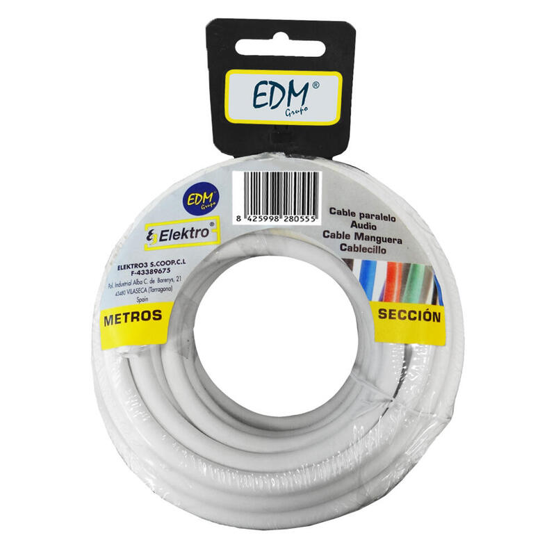 Carrete Cable Paralelo 2x1mm Blanco 25m (Audio)