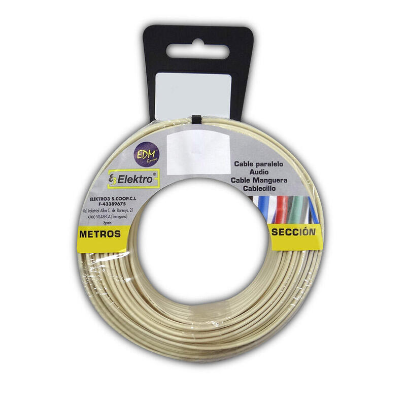 Carrete Cable Paralelo Telefono Blanco 2 Vias 10m