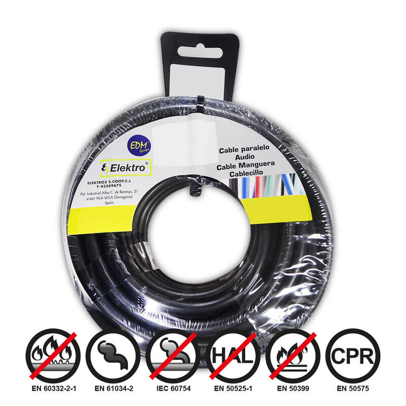 Carrete Cablecillo Flexible 1,5mm Negro Libre De Halógenos 20m
