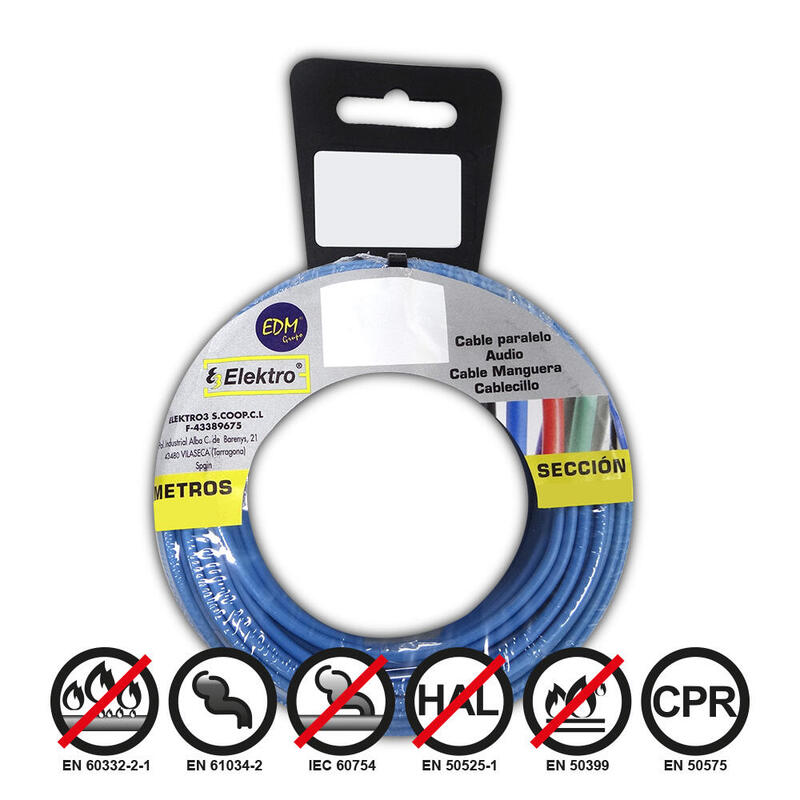 Carrete Cablecillo Flexible 2,5mm Azul Libre De Halógenos 25m