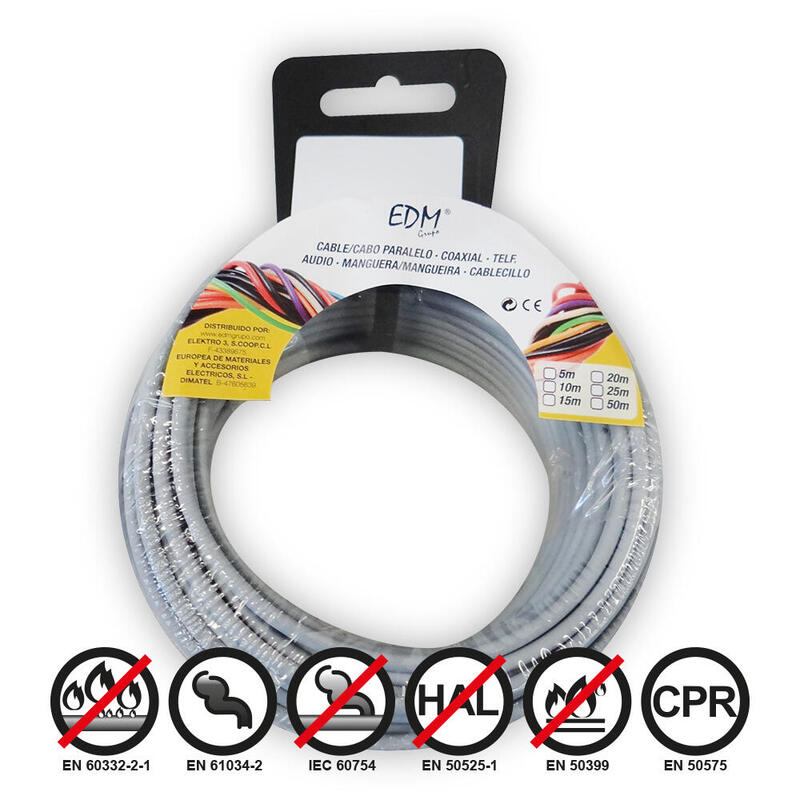 Carrete Cablecillo Flexible 2,5mm Gris Libre De Halógenos 50m