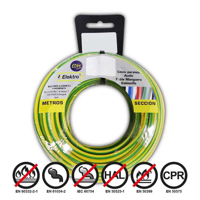 Carrete Cablecillo Flexible 4mm Bicolor Libre De Halógenos 15m