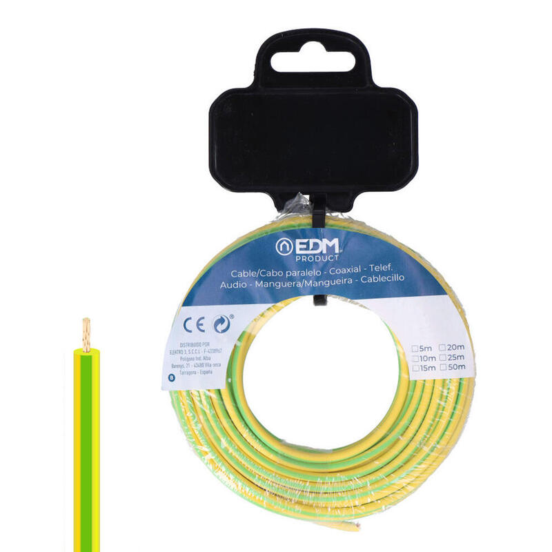 Carrete Cablecillo H07z1-K 6,00 Mm² Bicolor, 15 M