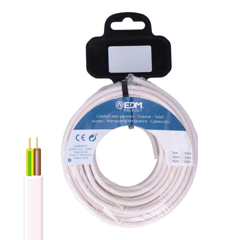 Carrete Manguera Tubular 2x0,75mm Blanca 20m