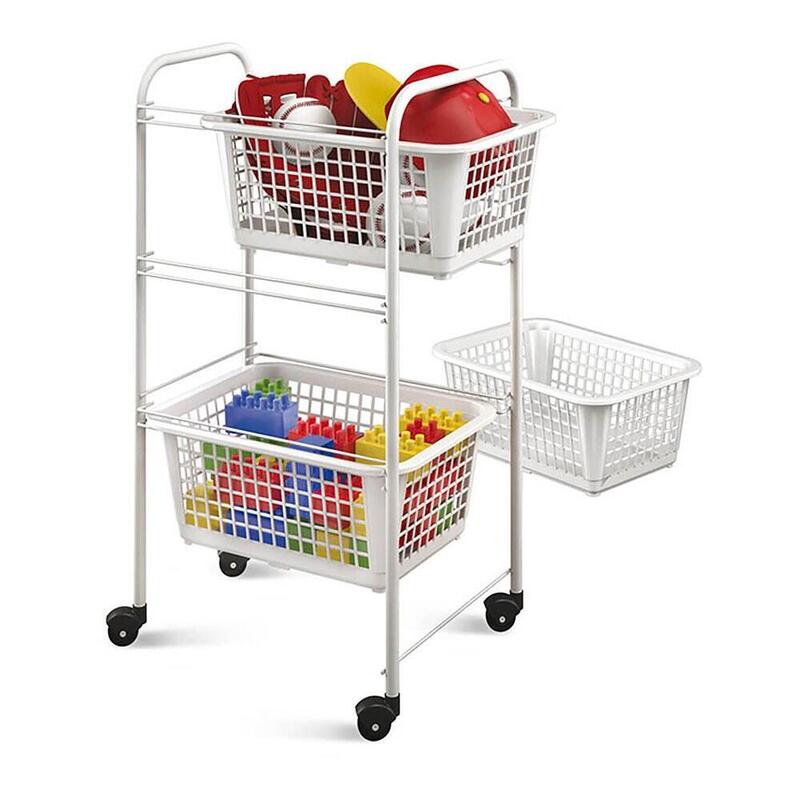 Carrito Multiuso Con 3 Cestos, San Diego, Blanco, 30 X 38 X 68 Cm