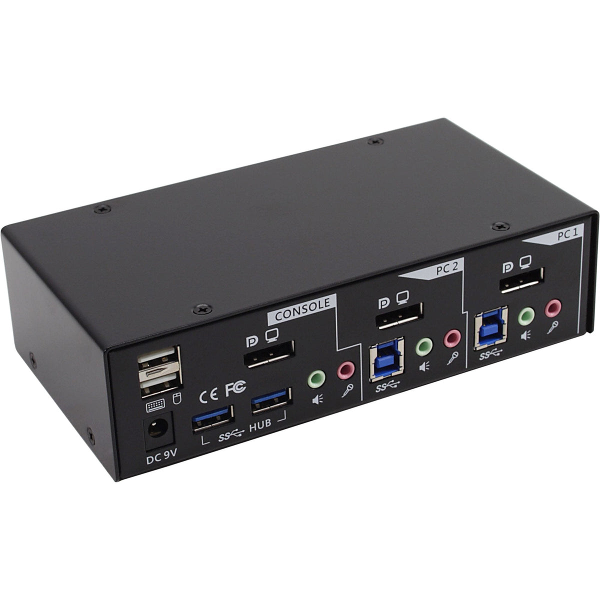 Switch Kvm Inline Hub Usb 3.0 Displayport De 2 Puertos Con Audio