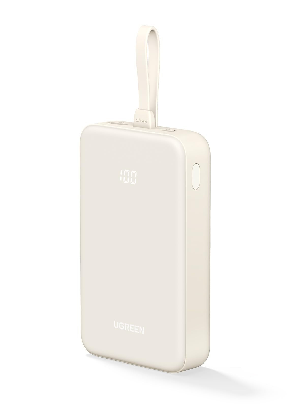Ugreen 20000mah Power Bank With Built-In Cable White