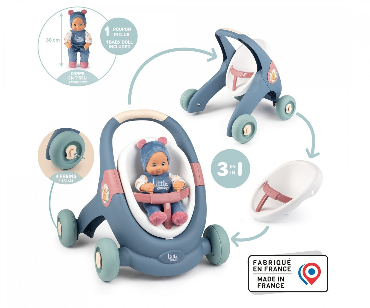 Smoby Little Smoby Andador 3 En 1 + Muñeco, Juego De Habilidad 7600140308