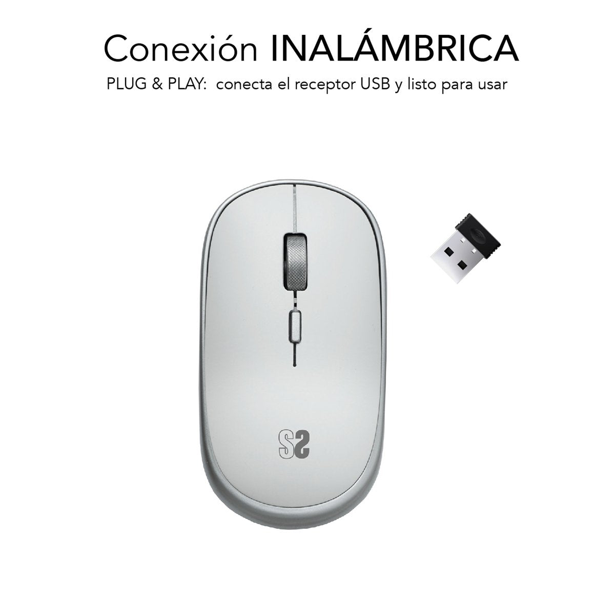 Raton Optico Wireless Mini Flat Silver Subblim Hasta 1600dpi/ Inalambrico/ Silent Click/ Ambidiestro