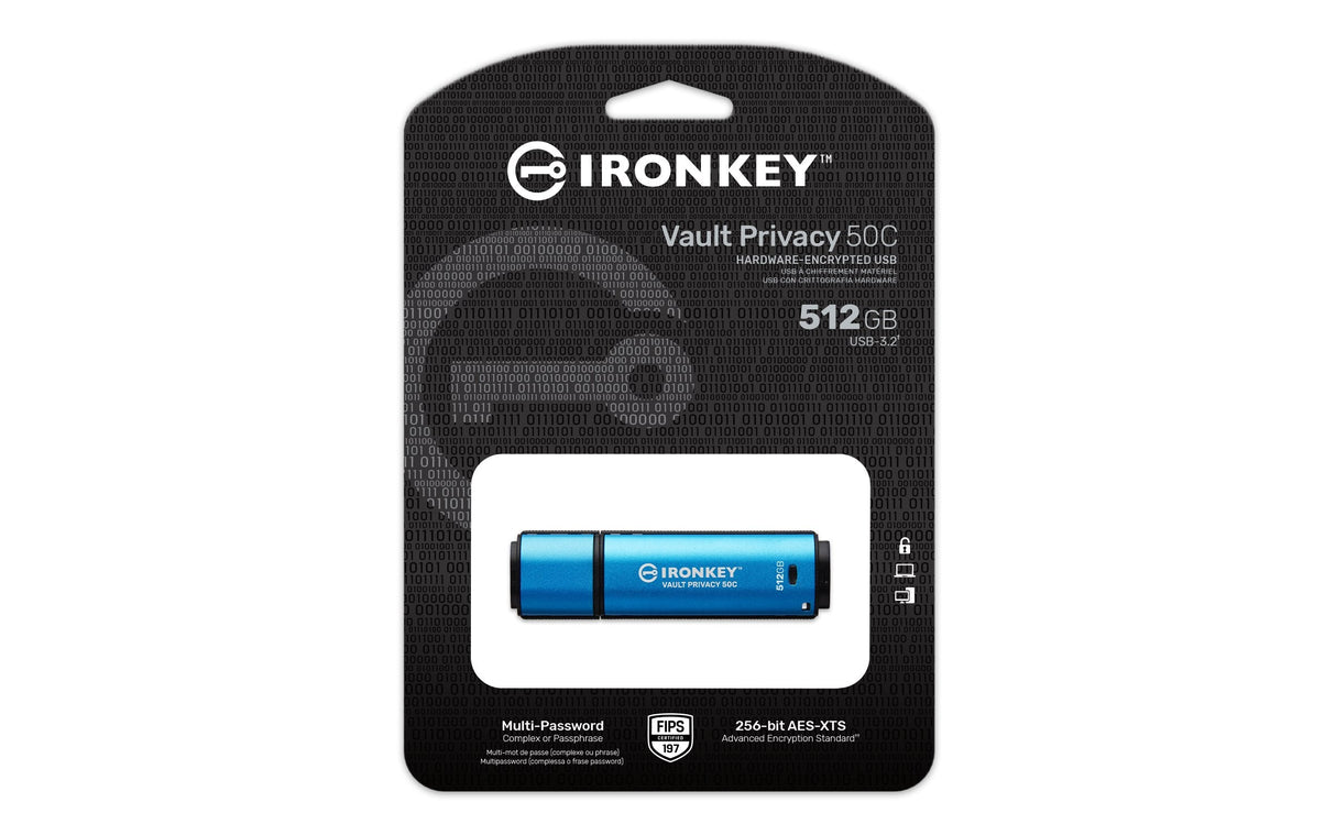 EAN 0740617338867 - Kingston Technology IronKey Vault Privacy 50 unidad flash USB USB Tipo C 3.2 Gen 1 (3.1 Gen 1) Negro, Azu imagen 3