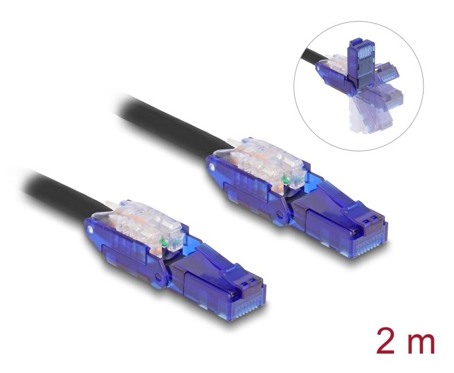 Delock Rj45 Netzwerkcable Cat.6 Utp Mit 180° Winkelbaren Steckern Schwarz 2 M