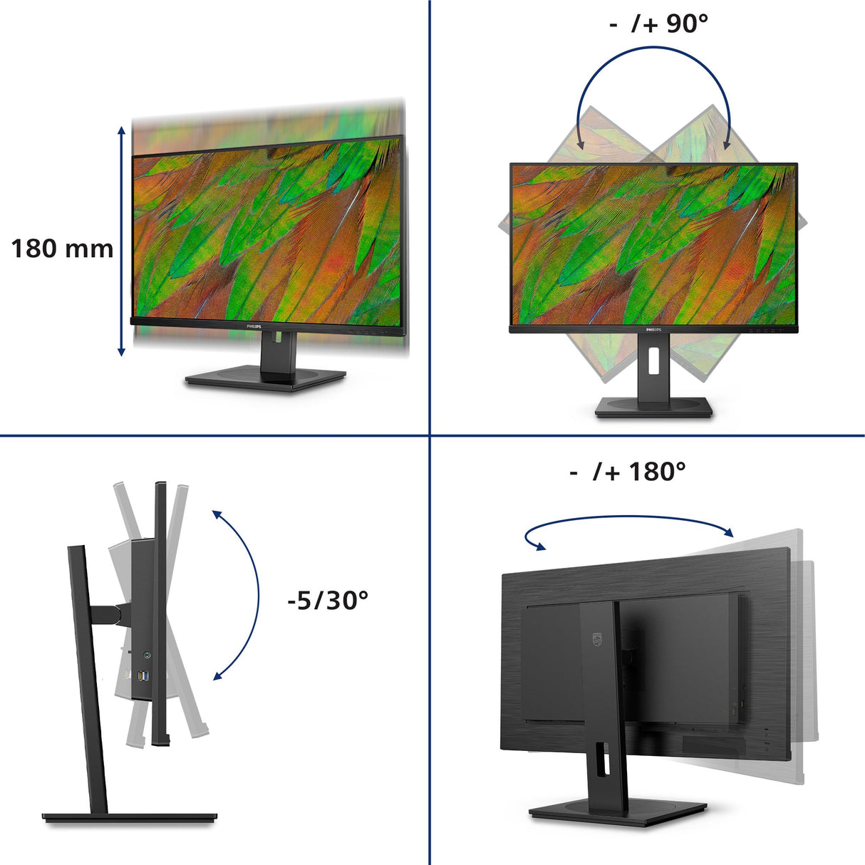 EAN 8721038001211 - Philips 3000 series 32B1U3900/00 pantalla para PC 80 cm (31.5") 3840 x 2160 Pixeles 4K Ultra HD LCD Negro imagen 3