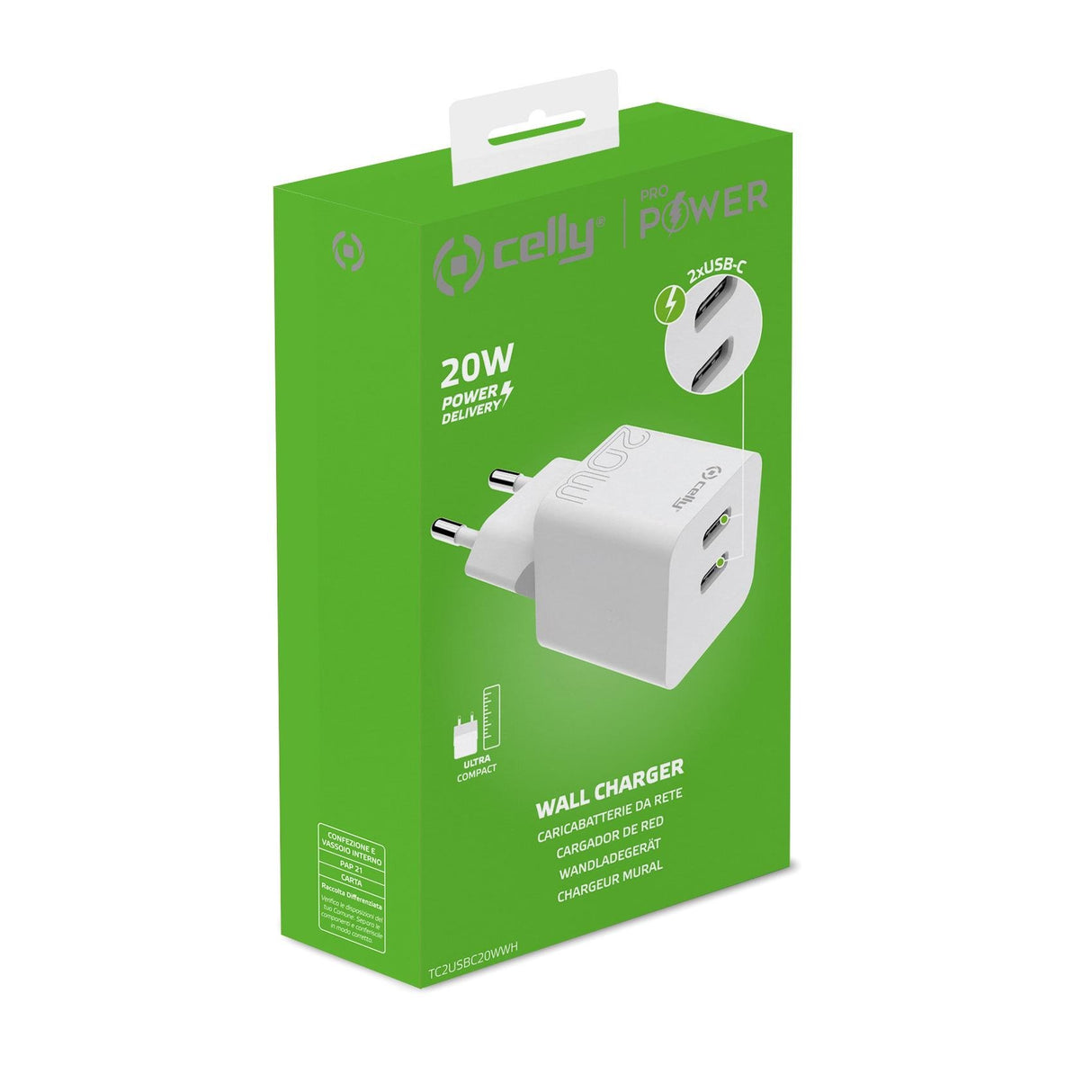 EAN 8021735196952 - Celly TC2USBC20WWH cargador de dispositivo móvil Smartphone, Tableta Blanco Corriente alterna Interior imagen 5