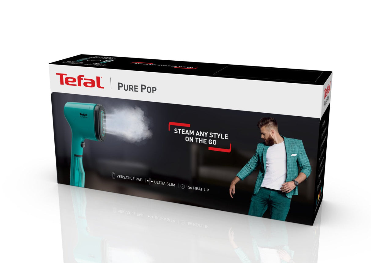 Vaporizador De Ropa Portátil Tefal Dt2026e1 Pure Pop, Potencia 1300 W, Depósito De Agua 0,07 L, Color Verde
