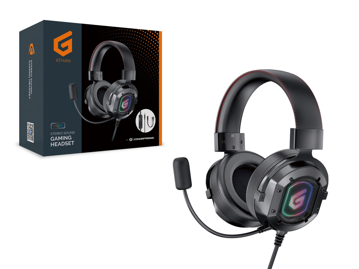 EAN 4015867226414 - Conceptronic ATHAN03B auricular y casco Auriculares Alámbrico Diadema Juego Negro imagen 2