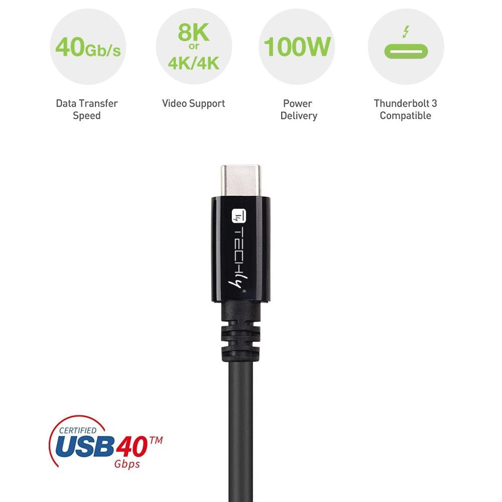 Techly Icoc Musb40-Cmcm08 Cable Usb 4.0 Usb-C A Usb-C Thunderbolt 4 Pd M/M 80cm